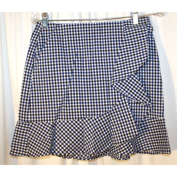 NEW Ralph Lauren Flounce Gingham Golf Skort Skirt Navy White Size 6 Ruffle Hem - Picture 2 of 3